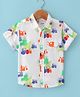 Dew Drops Poplin Knit Half Sleeves Printed Shirt with Vehicle Print - Off White
