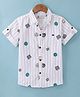 Dew Drops Poplin Knit Half Sleeves Printed Shirt - White