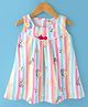 Dew Drop Cotton Knit Sleeveless Frock With Floral Print - Peach