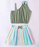 Dew Drops Sinker Sleeveless Top & Skirt  with Bow Applique - Green