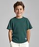 Pine Kids Cotton Knit Half Sleeves T-Shirt With Badge - Dark Green