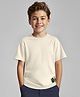 Pine Kids Cotton Knit Half Sleeves T-Shirt With Badge - White