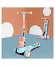 R for Rabbit Road Runner Bunny Kids Scooter, 3 Level Adjustable Height, Smart Fold & PU LED Wheels Kick Scooter with Brake for 3+ Years Kids, Weight Capacity Upto 75kgs (Blue Peach)