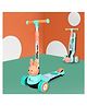R for Rabbit Road Runner Bunny Kids Scooter, 3 Level Adjustable Height, Smart Fold & PU LED Wheels Kick Scooter with Brake for 3+ Years Kids, Weight Capacity upto 75kgs (Green Peach)