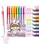 Wishkey Plastic 2 in 1 Colorful Pen Set with Stamp, Roller Stamp Curve Highlighter Pen Set, Adorable Designs, Smooth Operation, Fancy Pen for Girls, Stationery Gift for Kids, Multicolor, (Pack of 8)