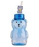 WISHKEY Plastic 2 in-1 Teddy Bear Water Bottle for Kids, Sippy Cups with Straw for Babies, Leak-proof Sipper Bottle for Kids with Two Lids, Non-Toxic BPA-Free Water Bottle, 430 ml (Pack of 1, Blue)