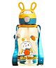 WISHKEY Plastic Rabbit Theme Water Bottle for Kids, Push Button Open Kids Water Bottle with Straw and Adjustable Strap, Leak-proof Non-Toxic BPA-free Sipper Bottle for Kids, 760 ml (Pack of 1, Yellow)