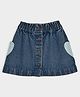Mi Arcus Hearts Patch Detailed Denim Skirt - Blue