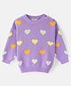Bonfino 100% Cotton Knit Full Sleeve Drop Shoulder Pullover with Heart Design- Lavender