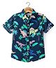JASH KIDS Cotton Woven Half Sleeves Shirt with Dino  Print - Navy Blue