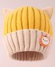 Babyhug Cable Knitted Woollen Cap with Ear Applique - Yellow
