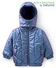 Babyoye Woven Full Sleeves Solid Colour Padded Hooded Jacket - Blue