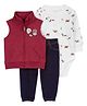 Carter's 3-Piece Camping Ranger Little Vest Outfit Set - Dark Red