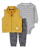 Carter's 3-Piece Yellow Construction Little Vest Set - Yellow