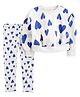 Carter's Full Sleeves 2-Piece Heart Sweatshirt & Pant Set - Light Grey