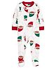 Carter's Knit Full Sleeves Sleep Suit With Santa Claus Print - White
