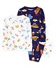 Carter's 4 Piece Monster 100% Snug Fit Cotton Pajamas - White &  Navy Blue