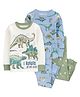 Carter's 4-Piece Dinosaur 100% Snug Fit Cotton Pajamas - White Light Blue & Green