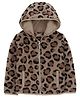 Carter's Knit Full Sleeves Hooded Winter Jacket with Cheetah Print - Tan