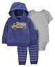 Carter's Full Sleeves Infant Boys Truck 3-Piece Fleece Cardigan Set - Navy Blue