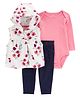 Carter's 3-Piece Floral Hooded Vest Set- Pink