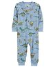 Carter's Knit Full Sleeves Sleep Suit With Dino Print - Light Blue