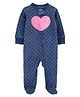 Carter's Heart Fleece Zip-Up Footie Sleep & Play Pajamas - Navy Blue