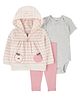 Carter's Knit Onesie With Full Sleeves Hooded Sweatjacket & Lounge Pant - Cream