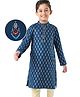 Earthy Touch Single Jersey Knit Full Sleeves Foil Printed Kurta - Blue