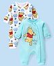 Babyhug Disney Interlock Knit Full Sleeves Sleep Suits With Winnie The Pooh Graphics Pack Of 2 - White & Blue