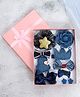 Yellow Bee Set Of 10 Floral & Bow Applique Detailed Hair Clips - Blue