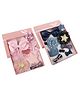 Yellow Bee Set Of 20 Floral & Bow Applique Detailed Hair Clips - Pink & Blue