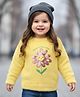 Babyhug Knitted Full Sleeves Soft Hairy Yarn Pullover Sequinned Sweater - Yellow
