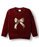 Babyhug Knitted Full Sleeves Soft Chenille Yarn Pullover Sweater With Sequin Detailing - Maroon
