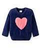 Babyhug Knitted Full Sleeves Pullover With Heart Design - Navy Blue