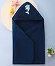 Babyhug Terry Hooded Towel Dolphin Embroidery L 75 x B 75 cm - Navy Blue