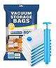 TONY STARK Space Saver (Pack of 6) Reusable Vacuum Storage Ziplock Compression Sealer Bags for Travel clothes and home Blankets, Quilts with hand Pump 2 Medium (50x70 cm), 2 Large (60x 80 cm) , 2 Jumbo (70x100)