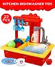 Fiddlerz Kitchen Toy Sink Electronic Dishwasher Pretend Role Play Kitchen Toys Set Mickey Mouse Print with Working Faucet and Dishes Playset(22 pcs)