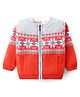 Babyhug Knitted Full Sleeves Front Open Sweater with Floral Design - Red