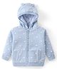 Babyhug Knit Full Sleeves Hooded Sweater with Ear Applique - Blue