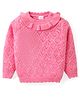 Babyhug Knitted Full Sleeves Pullover Designed Sweater with Frill Detailing - Pink