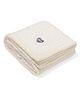 Pluchi Cable Knit with Embroidered Heart- Ivory Cotton Knitted Blanket With Faux Fur Back For Babies