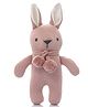Pluchi Toto Bear Cotton Knitted Stuffed Soft Rattle Toy (Pink Melange & Natural)