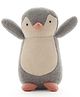 Pluchi Arctic Rattle Cotton Knitted Stuffed Soft Rattle Toy (Light Grey Melange, Ivory & Dusty Coral)