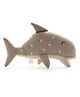Pluchi Baby Shark Cotton Knitted Stuffed Soft Toy (Stone & Natural) - Length 28 cm