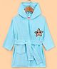 Babyhug  Cotton Terry Knit Full Sleeves Hooded Bath Robe with Pocket Star Fish Embroidery - Blue