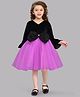 PinkChick Full Sleeves Bow Detailed Velvet Dress - Black And Purple