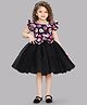 PinkChick Blended Frill Sleeves Donut Printed Party Wear Dress - Black