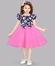 PinkChick Blended Frill Sleeves Donut Printed Party Wear Dress - Pink
