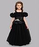 PinkChick Satin Cold Shoulder Bodice Pleated & Stones Embellished Party Wear Gown - Black